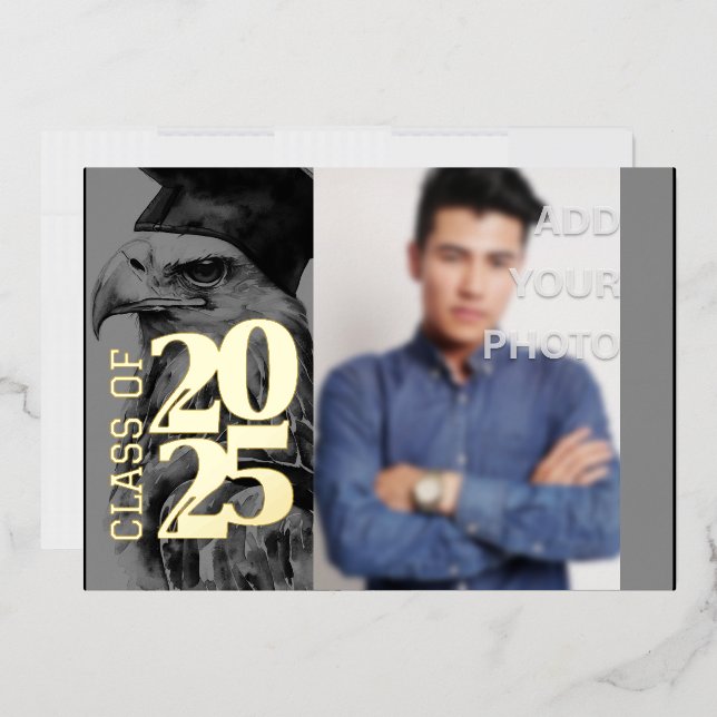 Special Graduation Foil Invitation Eagle Add Photo (Envelope)