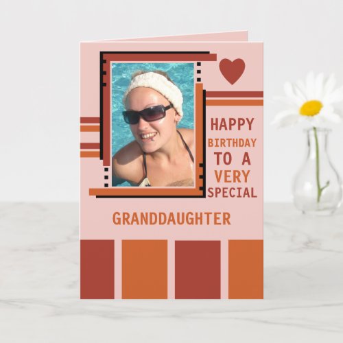 Special granddaughter add photo burgundy birthday card