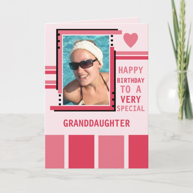 Special granddaughter add photo pink birthday card (Front)