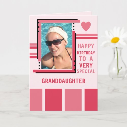 Special granddaughter add photo pink birthday card