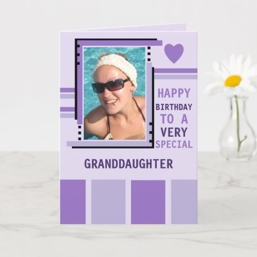 Special granddaughter add photo purple birthday card