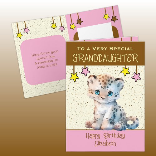 Special Granddaughter leopard kids brown birthday