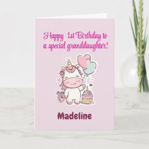 Special Granddaughter, Personalized 1st Birthday  Card