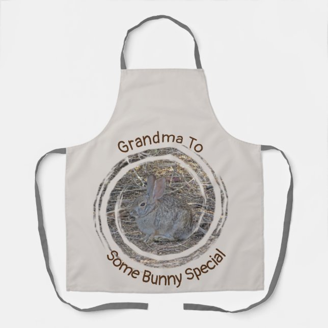 Special Grandma Cute Rabbit Brown Bunny Nana Apron (Front)