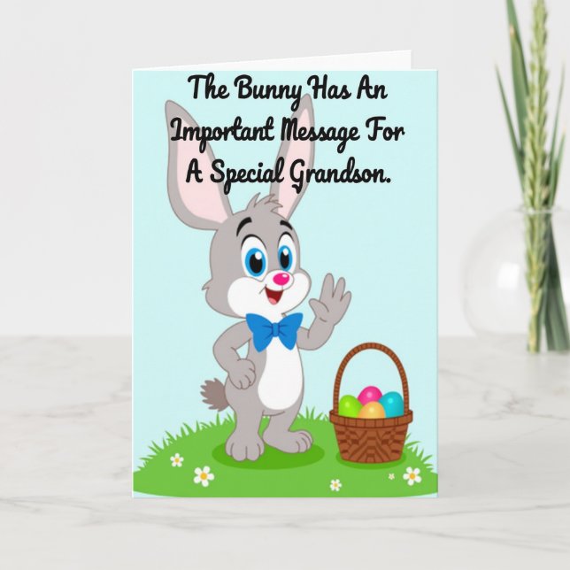 Special Grandson Bunny Message Card (Front)