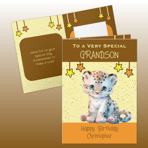 Special Grandson leopard kids brown birthday