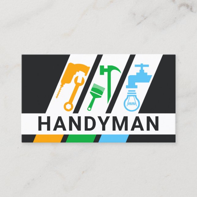 Special Handyman Repair Tool Stripes Business Card (Front)