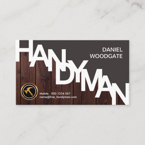 Special Handyman Sign  Wood Grain Fence Contractor Business Card