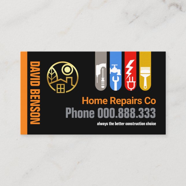 Special Handyman Tools Tab Home Repair Business Card (Front)