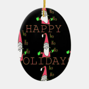Special Happy Holidays Ho Ho Ho Ink Sketch Santa g Ceramic Ornament