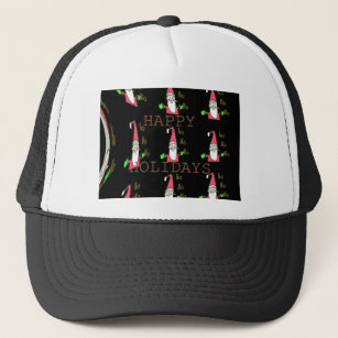 Special Happy Holidays Ho Ho Ho Ink Sketch Santa g Trucker Hat