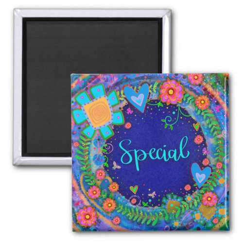 Special Hearts Pretty Fun Floral Inspirivity Magnet