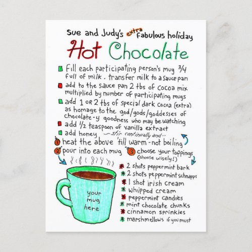 Special Holiday Hot Chocolate Recipe Postcard