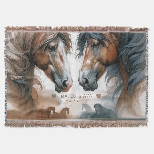 Special Horses Brown Wedding Couple