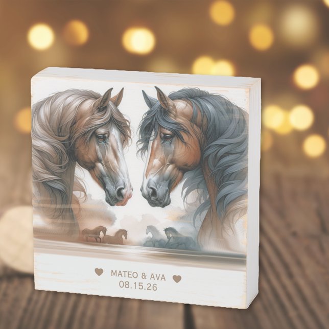 Special Horses Nature Wedding  Wooden Box Sign (Creator Uploaded)