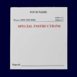 Special Instructions Slip Note Pad (Grey) notepads