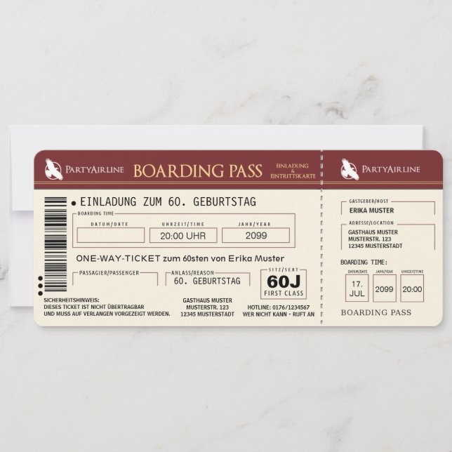 special invitation card for the 60th birthday (Front)