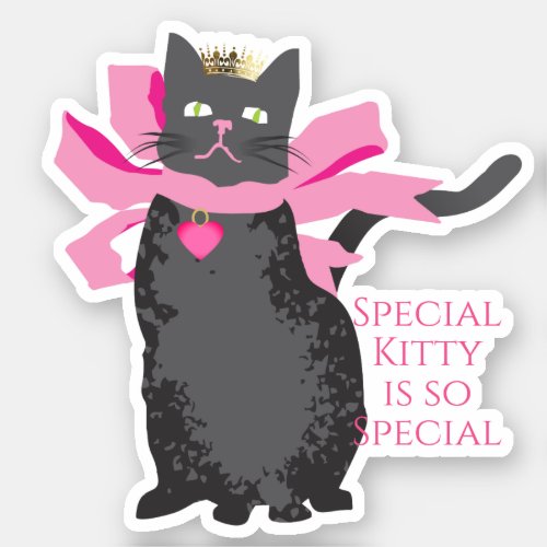 Special kitty black cat bow princess crown sticker