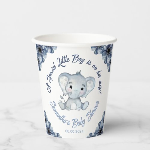 Special Little Boy on his way Elephant Paper Cups
