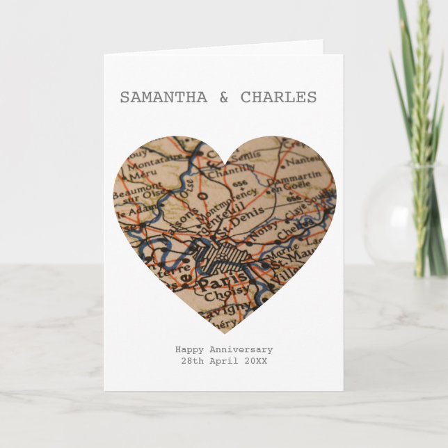 Special Location Map Card Anniversary wedding (Front)