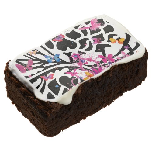 Special lovely white and black dessert butterflies brownie