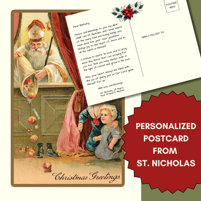 Special Message to Child St. Nicholas of Myra  Postcard (Creator Uploaded)