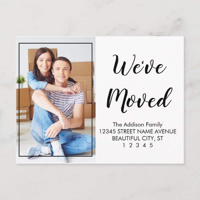 Special Modern Cute Black Script Photograph Moving Postcard (Front)