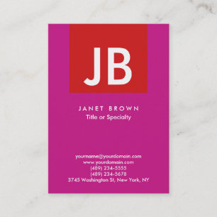 Special Modern Monogram Violet Red Stripe Clean Business Card
