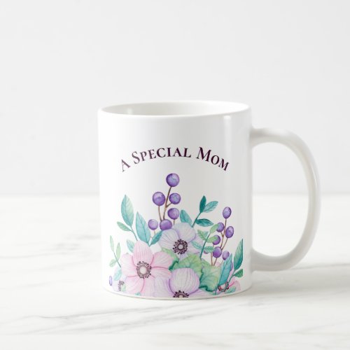 Special Mom Pastel Pink Flowers Lavender Floral Coffee Mug