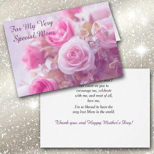 Special Mom Pink Roses Mother's Day Card