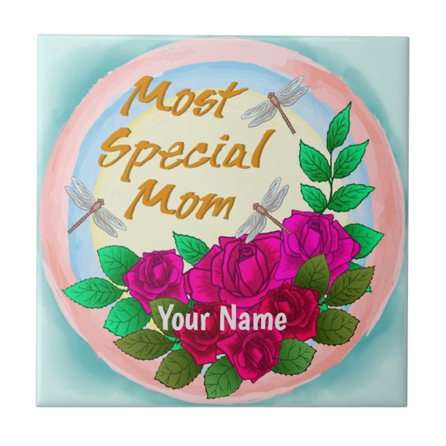 Special Mom Roses  Ceramic Tile (Front)
