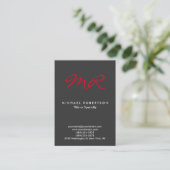 Special Monogram Grey Red Clean Business Card (Standing Front)