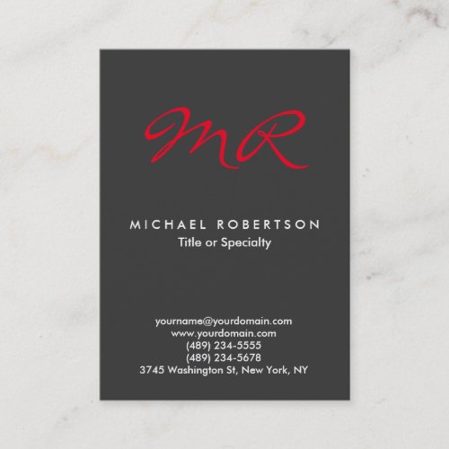 Special Monogram Grey Red Clean Business Card
