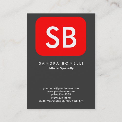 Special Monogram Grey Red Modern Clean Business Card