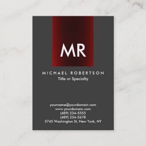 Special Monogram Grey Red Stripe Clean Business Card