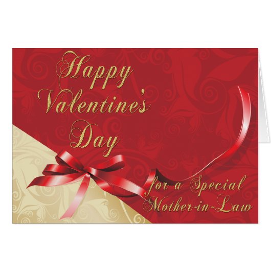 Special Mother-in-Law Gold and Red Filigree Heart (Front Horizontal)