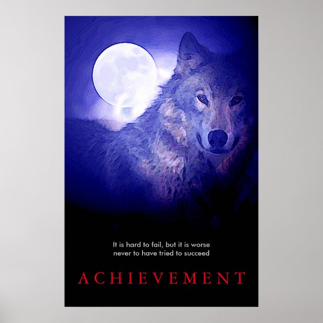 Special Motivational Wolf & Fullmoon Poster Print (Front)