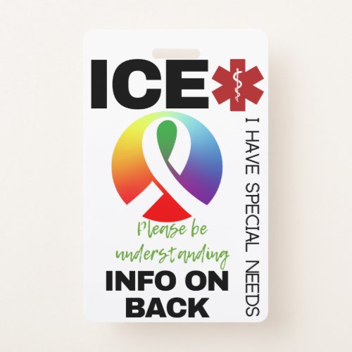 Special Needs Autistic ICE In Case of Emergency Badge