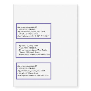 Special Needs Dementia Autism Temporary Tattoos