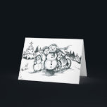 Special Needs Snowman Christmas Card w/Boy<br><div class="desc">Special Needs Snowman Christmas Card with Boy in Wheelchair and sibling,  mom and dad,  handicapped</div>