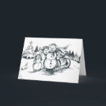 Special Needs Snowman Christmas Card w/Boy<br><div class="desc">Special Needs Snowman Christmas Card with Boy in Wheelchair and sibling,  mom and dad,  handicapped</div>