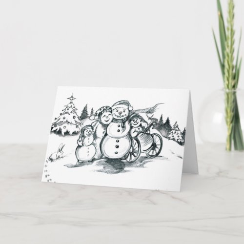 Special Needs Snowman Christmas Card wBoy