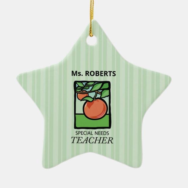 Special Needs Teacher Thank You, Apple Ceramic Ornament (Front)