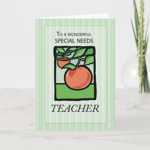 Special Needs Teacher Thank You Apple Thank You Card