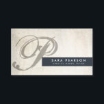 Special Needs Tutor Grunge Monogram BusinessCard Business Card<br><div class="desc">This elegant professional special needs tutor business card features a burgundy hued grunge pattern background. Your monogram letter appears in a big bold script letter in a subtle burgundy brown hue. Your name and title appear in a trim text panel that extends from the lower right side of the card...</div>
