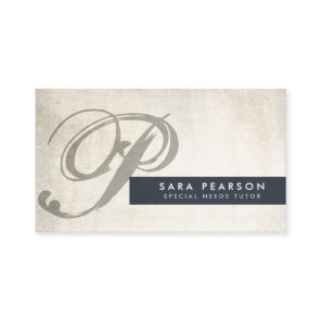Special Needs Tutor Grunge Monogram BusinessCard Business Card