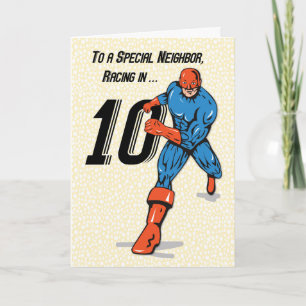 Special Neighbor 10th Birthday Superhero Card