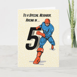 Special Neighbor 5th Birthday Superhero Card