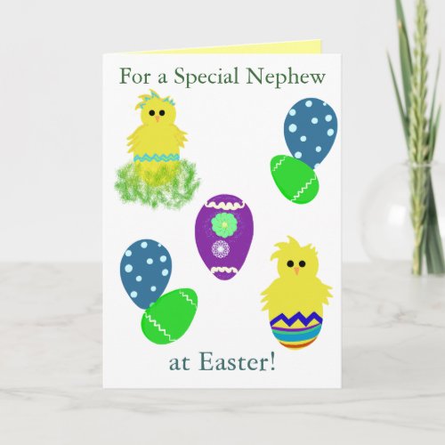 Special Nephew Cute Baby Chicks Easter Eggs Holiday Card