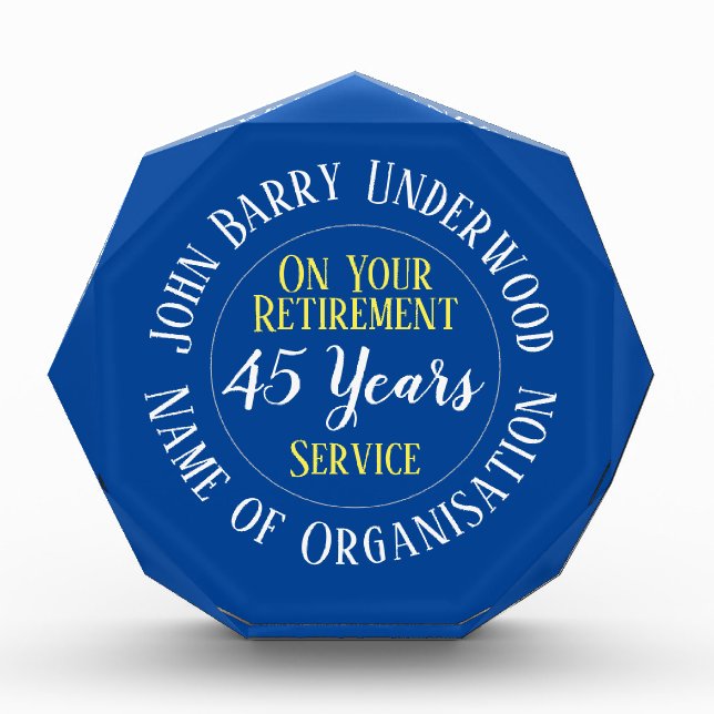 Special Occasion Employee Retirement Acrylic Award (Front)